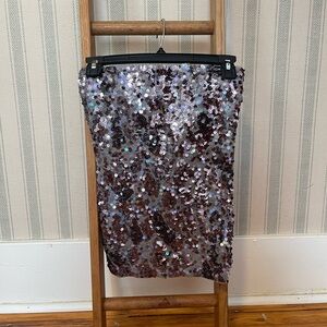 Express Y2K 2000s Sequin Gray Purple Sparkle Glitter Embellished Tube Top XS
